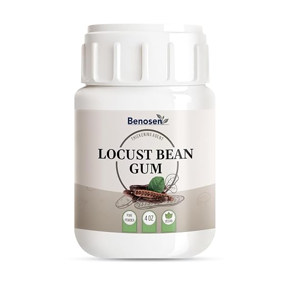 Locust Bean Gum Powder 4 oz Carob Bean Gum by Benosen Natural Food-Grade Thickener & Stabilizer for Ice Cream Gelato Sorbet Sauces Dairy & Gluten-Free Baking Vegan Pure Powder