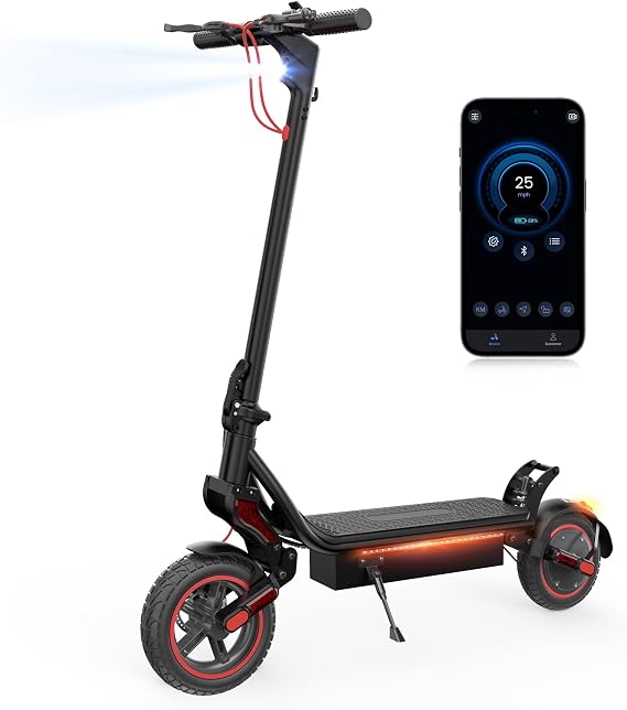Electric Scooter, 750W Powerful Motor, 25 MPH Top Speed, 28 Miles Long Range, 9.3" Pneumatic Off-Road Tires, Dual Brakes & Dual Shock Absorption, APP Control Folding Commuting E Scooter for Adults