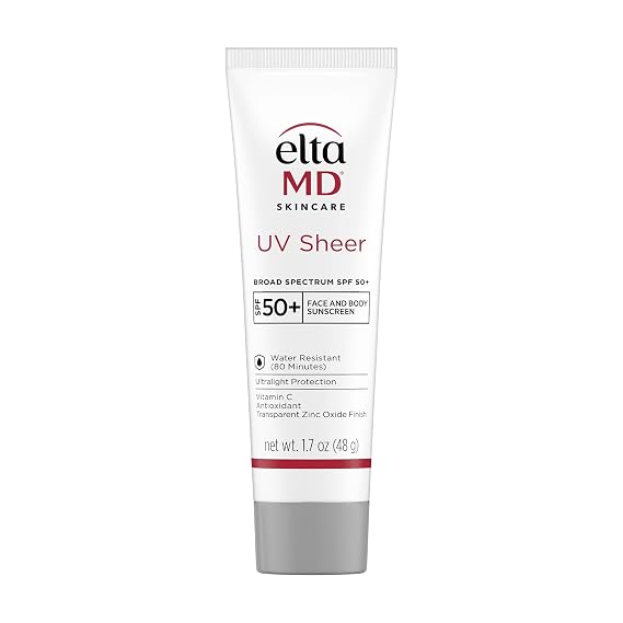 EltaMD UV Sheer Face and Body Sunscreen with Zinc Oxide, SPF 50+, 1.7 oz