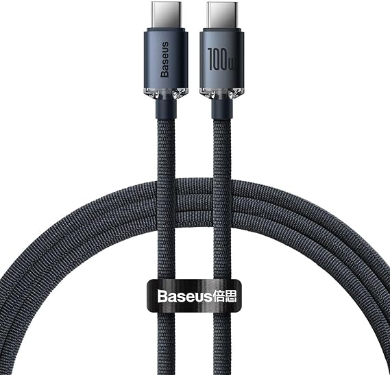 Baseus Crystal Shine 100W 120 cm PD Type-C Şarj Kablosu Siyah