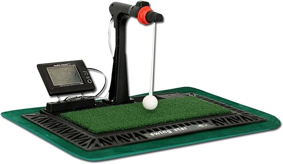 Golf Swing Trainer Mat - Portable Hitting Exerciser with Digital Screen & Voice Assistance for Indoor/Outdoor Practice - Golf Ball Practice Simulator Mat