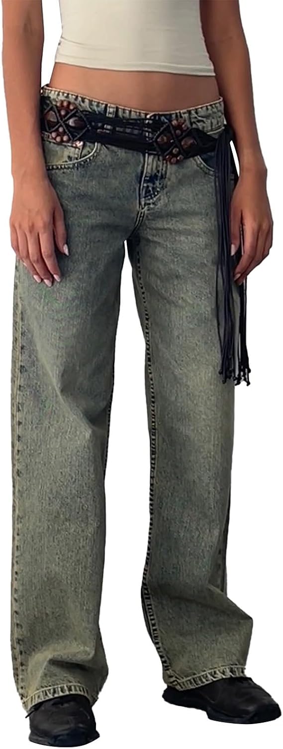 Tatumaie Denim Sweatpants Jeans for Women Boyfriend High Waited Baggy Wide Leg Jeans Y2k Streetwear Loose Denim Pants Pocket