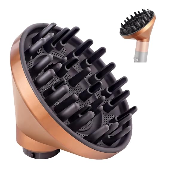Upgraded Large Diffuser for Dyson Airwrap Styler HS08 HS05 HS01, Hair Diffuser Attachment for Fast Drying Wave Curly Thick Hair, Adding Volume and Define Curl Wave (Gold)
