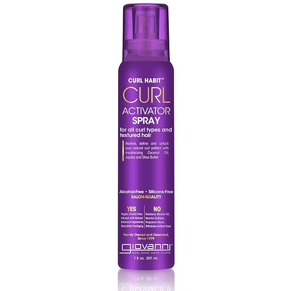 GIOVANNI Curl Habit Curl Activator Spray - Curl Refresher Spray, All Curl Types, Textured Hair, Restore and Define Natural Curl Pattern - 7 oz