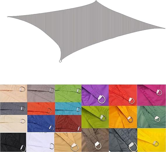 Heavy Duty Sun Shade Sail Rectangle Waterproof Shade Cover | Canopy Awning UV Block Shade Cloth 90% Shade Protection for Outdoor Deck Patio Garden Yard Kids Play Area, Ropes Included
