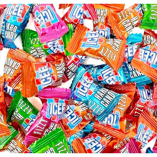 Icee Fizzy Hard Candy Fizzy Candy Bulk 72 Count Individually Wrapped Candy, Assorted Flavors Fizzy Candy 72 Count