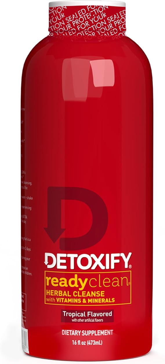 Detoxify Ready Clean Herbal Cleanse Tropical 16 oz Professionally Formulated Herbal Detox Drink Enhanced with Milk Thistle Seed Extract & Burdock Root Extract Plus Sticker.