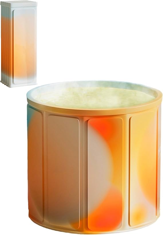 Portable Bathtub Adult Ice Bath Tub - Collapsible Folding Foldable Bathtub for Adult Shower Bathroom Hot SPA Soaking Cold Plunge Tub Deep Freestanding Bathtub Indoor Outdoor Orange