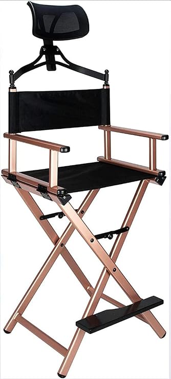 Makeup Artist Chair, Professional Director Chair, Director's Chair with Headrest, Director's Folding Aluminum Makeup Chair,Rose Gold