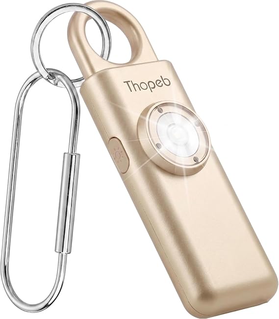 Thopeb Personal Safety Alarm for Women Upgraded Rechargeable | Long-Lasting Protection, 135dB Siren, Strobe with Separate Switch, Stylish Keychain (Metallic Rose)