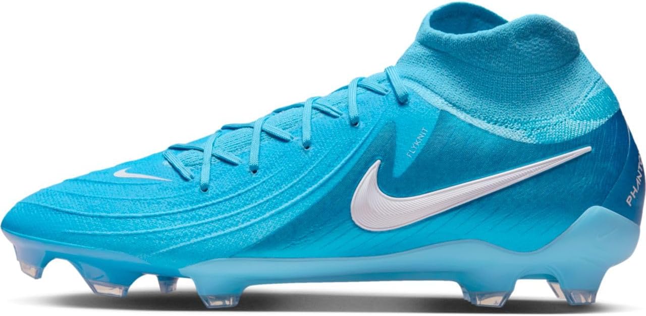 Nike Phantom Luna 2 Pro FG High-Top Soccer Cleats (FJ2575-400, Blue Fury/White) Size 9.5