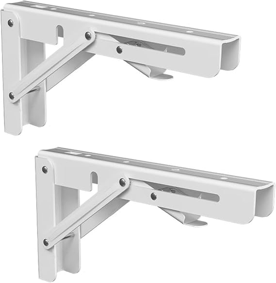 Floating Shelves Folding Brackets (Set of White Brackets, 10 Inch - 250mm)
