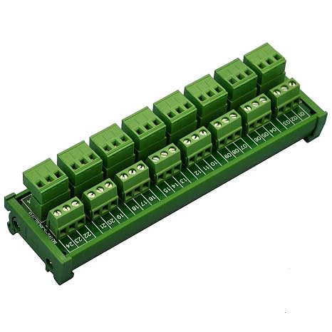 Electronics-Salon DIN Rail Mount Pluggable 8x3 Position 10A / 300V Screw Terminal Block Distribution Module. (Top Wire Connects)