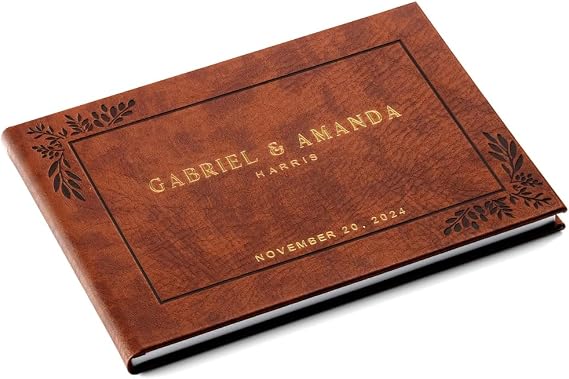 Promot Personalized Hardcover Wedding Guestbook (Brown)