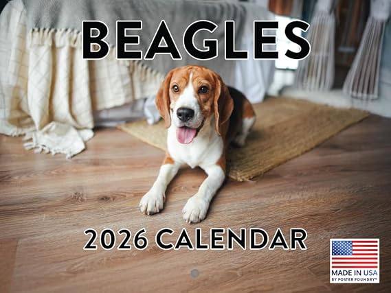Beagle Calendar 2026 Wall Monthly Beagles Gifts For Beagle Lovers Women Men Mom Dad | American Made In The USA
