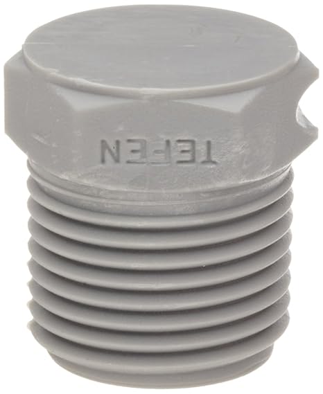 Tefen 12022102003 Nylon 6/6 Pipe Fitting, Hex Plug, Gray, 1/8" NPT Male (Pack of 10)