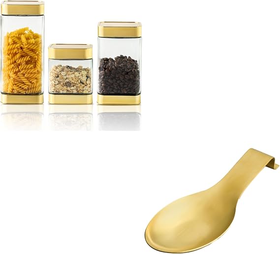Glass Storage Jars+ Gold Spoon Rest
