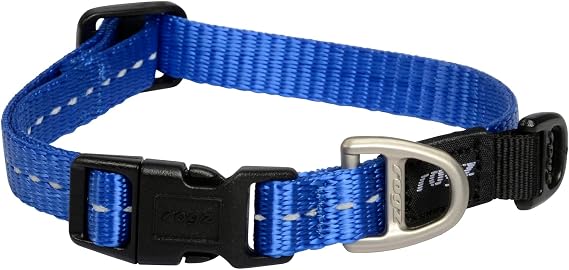 Rogz Utility Small 3/8-Inch Reflective Nitelife Dog Collar, Blue