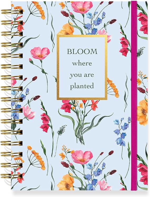 Designer Papers Bloom" Isolated Florals Design Flex Cover Journal | 320 Lined Pages, Elastic Band, Back-to-School Supplies, Creative Writing, Personal Notes, 6 X 8.25 Inches