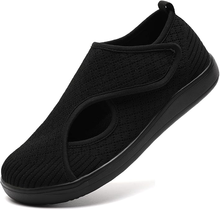 Extra Wide Diabetic Shoes for Women Adjustable Closure Barefoot Slipper Comfortable Lightweight Breathable Walking Shoes