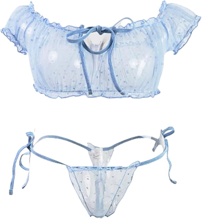 Zcargel Sexy Lace Lingerie Set 2 Pieces Sheer Mesh Underwear Set Women Floral Lace Lingerie Set for Valentine Day
