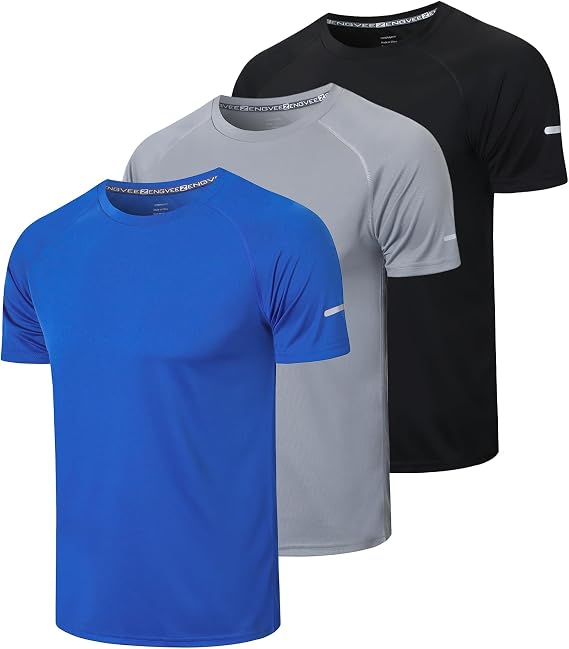 Gaiatiger 1/3 Pack Mens T-Shirts Quick Dry Short Sleeve Tops Running Shirts