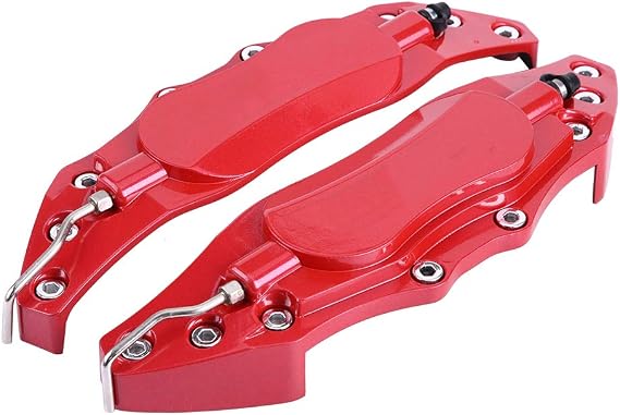 PerGar Caiper Covers, Brake Caliper Cover, 2pcs Car Aluminum Alloy Brake Caliper Protector Cover for Wheel Hub 16in-17in Medium Automotive Replacement Brake Calipers Without Pads(Red)