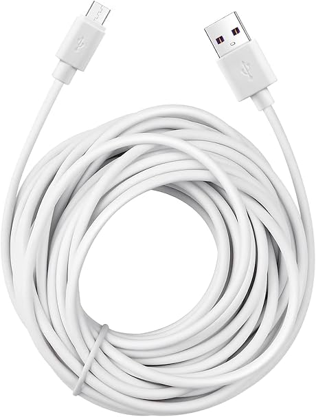 USB Charger Cord Compatible with V-Tech,Owlet,Babysense,Infant Optics DXR-8,VAVA Baby Monitor etc,Micro USB Power Cable 1-Pack(White,2 meters)