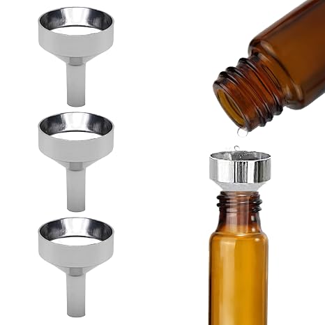 Small Funnel, 3pcs Mini Funnels for Filling Small Bottles, Silver Aluminium Funnels, 1.8cm Mouth Diameter, for Filling Bottles or Containers, Transferring Liquids or Powders
