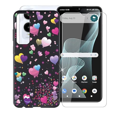 Phone Case for Cricket Icon 6 6.75, [1 x Tempered Glass Protective Film], Black Soft TPU Shell Ultra-Thin [Anti-Scratch] [Shockproof] Case for Cricket Icon 6 - YQ29