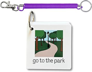Communication Aid Cards for Non-Verbal Children, Autism Spectrum, Speech Delay, 25 Double-Sided Cards with Retractable Key Ring