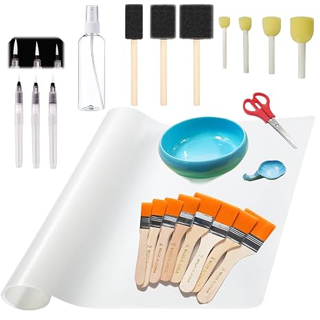 23-Piece Essential Decoupage Tool Set with Silicone Mat, Foam Brushes, Water Pens, Glue Bowl, Spray Bottle for DIY Arts and Crafts Projects HRJZF