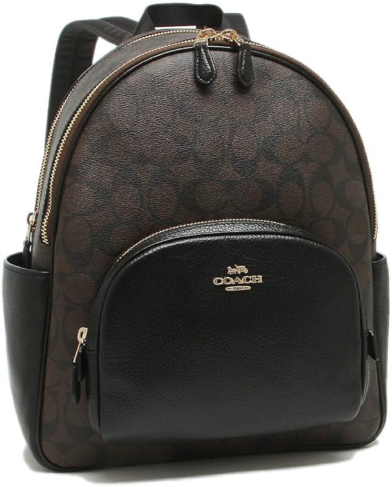 Coach Signature Women's F5671 Court Backpack Signature 1 IMAA8 Brown Black