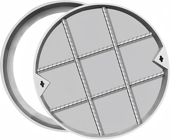 Stainless Steel Round Manhole Cover and Frame, 27.55" Heavy Duty Invisible Septic Tank Lid with Base, Yard Driveway Pavement Sewage Basin Cover