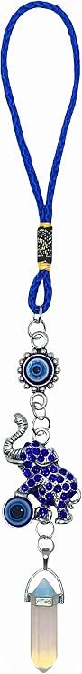 LUCKBOOSTIUM Evil Eye Elephant Keychain and Mandala with Opal Gemstone