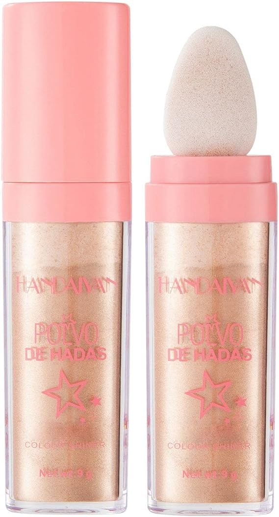 Makeup Highlighter, Highlighter Powder Stick, Polvo De Hadas Glitter Highlighter Patting Powder, Body Brighten Shimmer Sparkle Patting Powder for Face Eyes Lips Hair Body Glow Cosmetic (Brown)