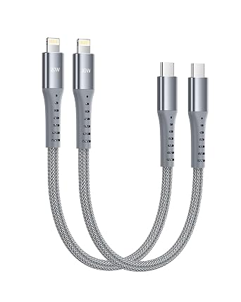 USB C to Lightning Cable,2Pack 30CM USBC iPhone Charger Cable MFi Certified Short Nylon Braided USB-C Power Delivery Charging Lead for iPhone 14 13 12 11 Pro Max X XS XR 8 7 6s Plus SE,iPad Air