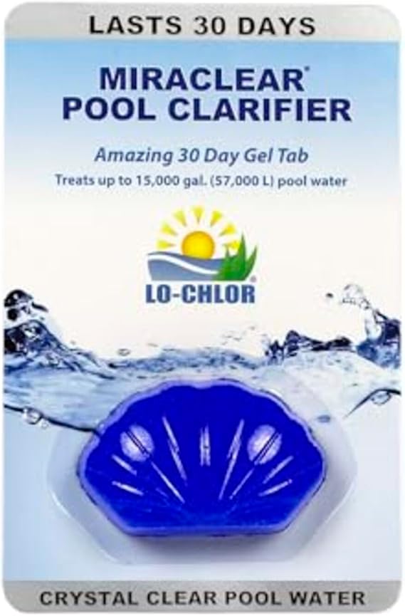 Lo-Chlor Miraclear Pool Clarifier Gel Tab for Swimming Pool, Improves Filter Efficiency, Reduces Chlorine Usage, 30 Day Clarifier for Inground and Above Ground Swimming Pools, 1.4 oz