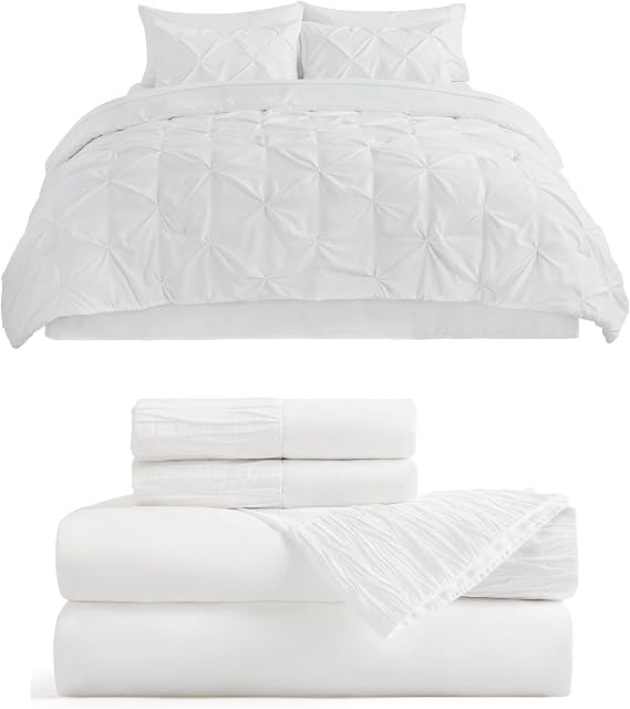 Bedsure White California King Comforter Set Bundle California King Sheet Sets