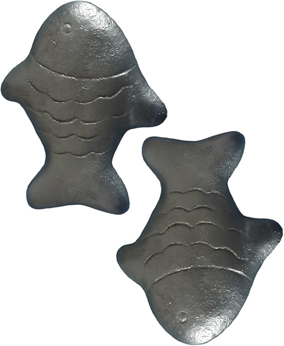 2 Pcs Fish Decor, 3 X 2.4 In Cast Iron Figurine, Rustic Finish, Solid And Long-Lasting, Lucky Fish