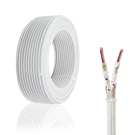14 Gauge 2 Conductor High Temp Wire 16.4Ft, 14 AWG Heat Resistant Wire | -76-932 F Mica Fiberglass 2 Core Copper Wire Insulated High Temperature Flexible Cable for Lamp Boiler Heater Kiln