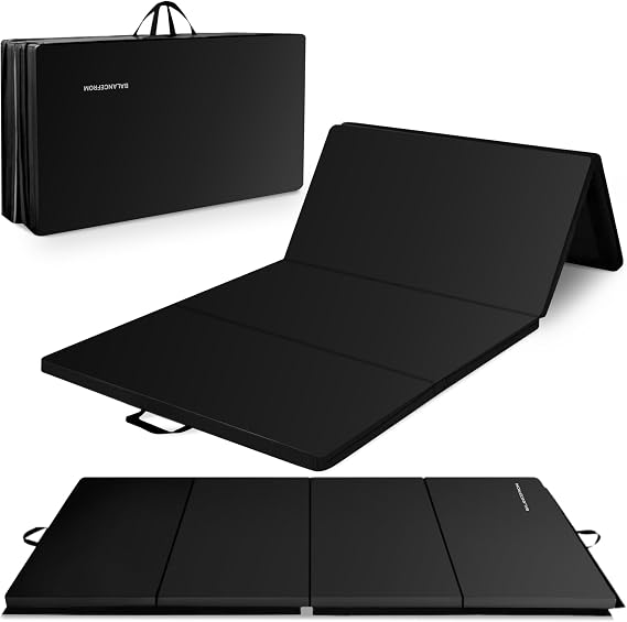 BalanceFrom 10x4 Feet 4-Panel Folding Gymnastics Mat 2-Inch Thick Pad with Vinyl Surface and Carrying Handles for Tumbling, Yoga, Pilates, Home Workouts, and Martial Arts