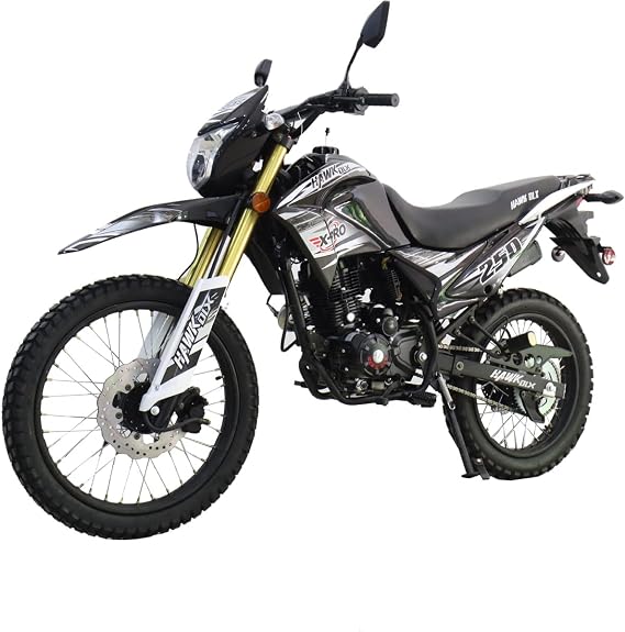 X-PRO Hawk DLX 250 EFI Fuel Injection 250 Endure Dirt Bike Motorcycle Hawk Deluxe Street Bike (Black)