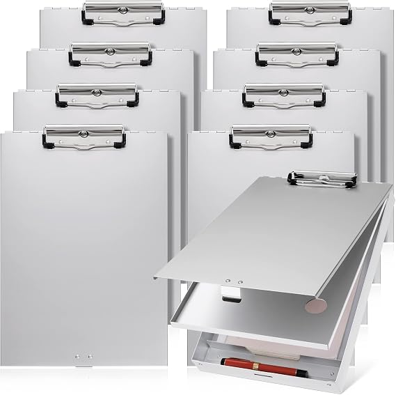 8 Pcs Aluminum Clipboard with Storage Folder Form Holder Metal Clip Board 14x9.3x2.2 Letter Size Binder for Nurses Construction Workers Business Office Stationery Items