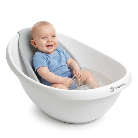 BabybeFun Baby Bath with Bath Insert for Newborns [Test Winner] Non-Slip Baby Bath for Babies and Toddlers [0-12 Months] Baby Bath for Shower Bathtub White