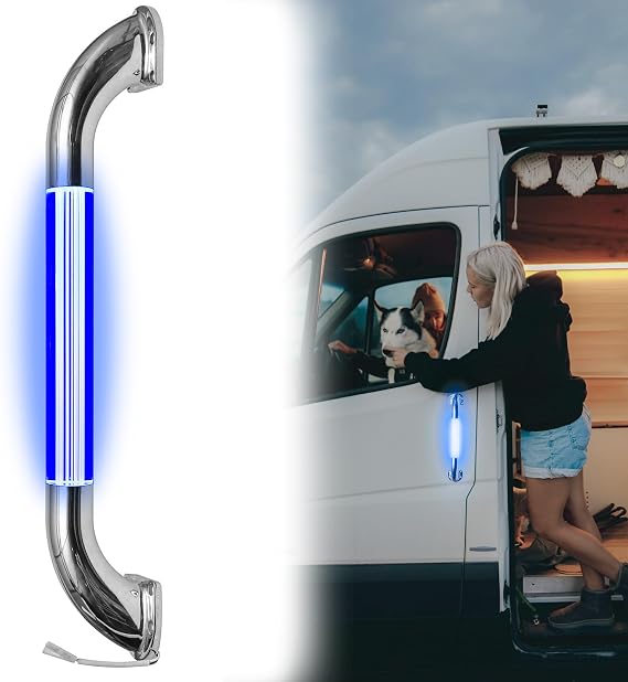LED RV Handrail, 18' Stainless Steel LED Grab Handle for Motorhome, Boats, Yacht, Travel Trailers, Camper Door Assist Handle