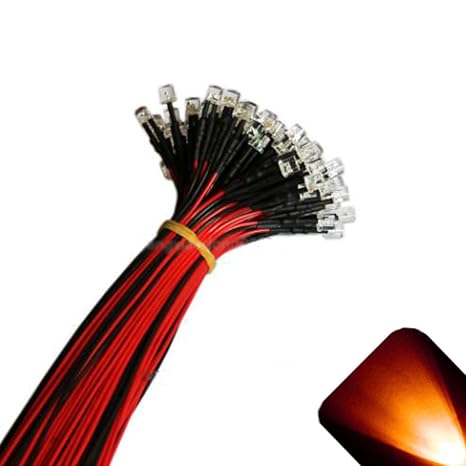 12V 3mm Flat Top Prewired Orange LED - Turn Signal (Pack of 20)