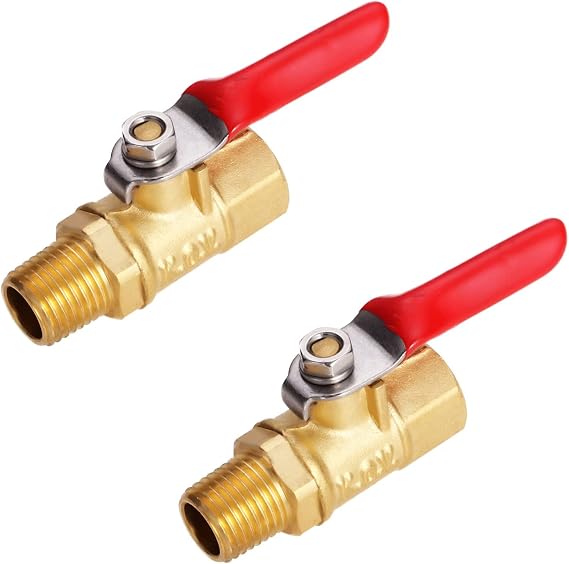 Litorange 2PCS Brass Mini 1/4 BSP Ball Valve Shut Off Switch