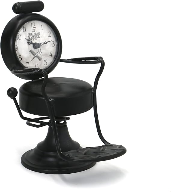 Barber Gifts for Men Barber Shop Decor Barber Chair Desk Clock Hairdresser Hairstylist Gift Ideas Table Top Clock 6.7" W x 8.6" H Black