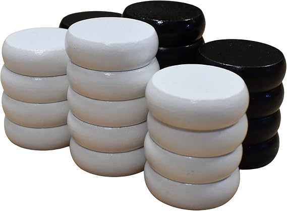 26 Black and White Crokinole Discs - Full Set (Large Discs - 1 1/4 Inch Diameter (3.2cm))